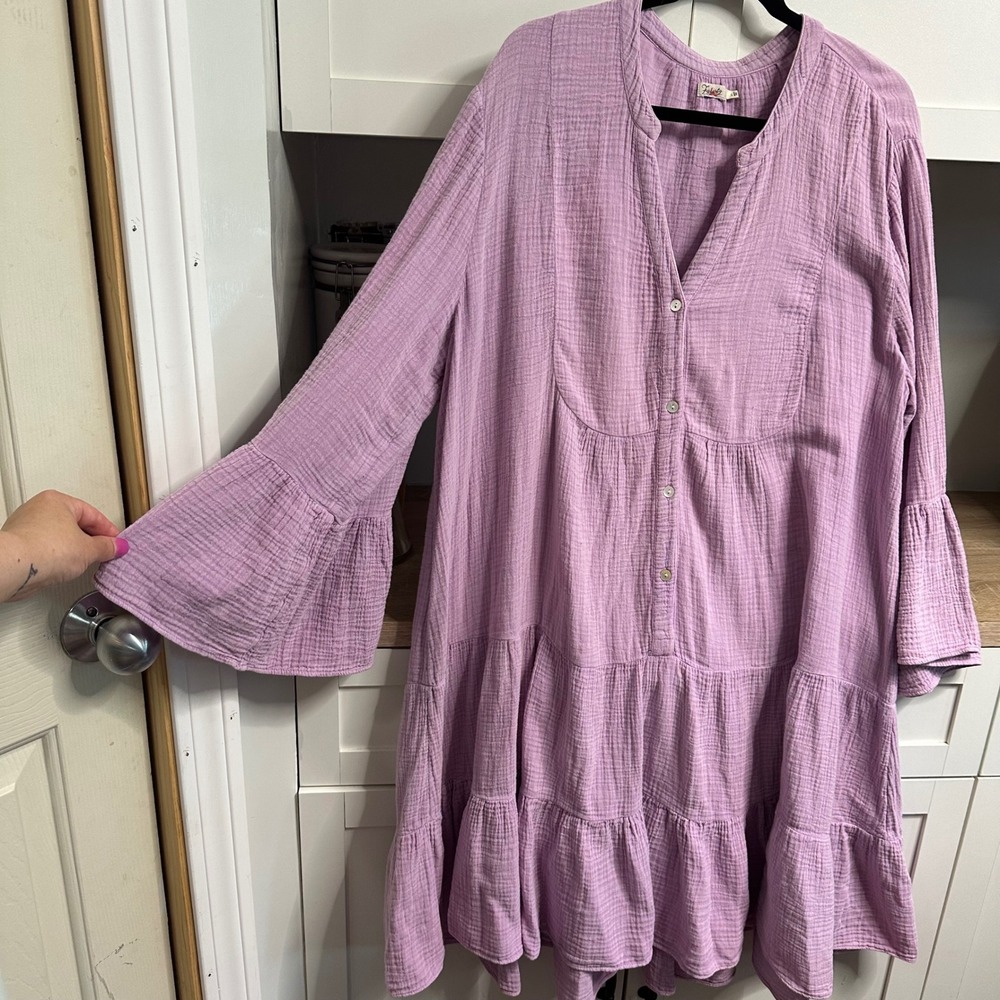 Faherty Lilac Dream Cotton Tiered Mini Dress